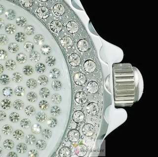 Ladies Luxury Full Crystal CZ Fashion Wrist Watch White  