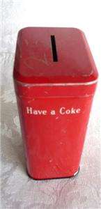 1950s Drink Coca Cola Ice Cold Cooler, Tin Bank  
