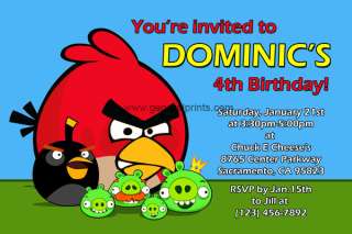 Angry Birds Invitations Custom Made and Personalized Birthday Party 