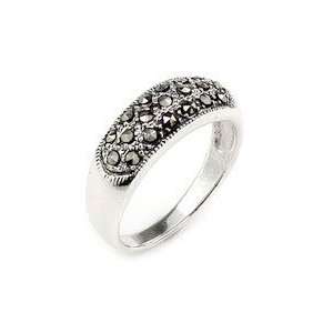 Pave Dark Marcasite Stone Ring in Sterling Silver 