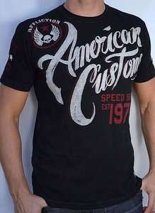 Affliction American Customs SPEED SHOP Mens T Shirt NEW A4678   Black 