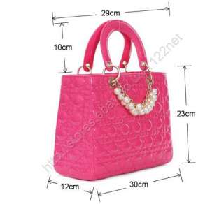   leather handbag / totes with faux pearl chain for graceful women