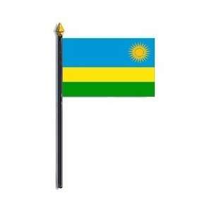  Rwanda Flag Rayon On Staff 4 in. x 6 in.: Home & Kitchen