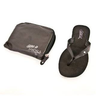   Foldable Flip Flop Sandals w/ Carrying Case Black Medium Shoes