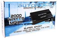 Autotek AT2000.1 2000 Watt Mono Amplifier Car Stereo Amp + Bass Remote 