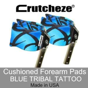   Forearm Crutch Pads Blue Tribal Tattoo