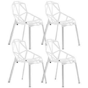  Set of 4 Zuo Obscure White Dining Chair