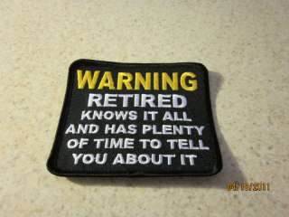 WARNING RETIRED P302 BIKER Motorcycle EMBROIDERED PATCH  