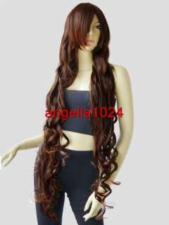 40 long bangs curly cosplay wigs cinnamon brown  