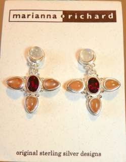 NEW Sajen Offerings .925 Sterling Silver Garnet Post Earrings Retail $ 