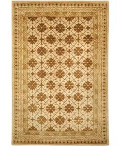   Classic Agra Beige/ Dark Brown Wool Rug (6 x 9)  Overstock