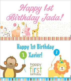   First (1st) Birthday Party Banner Decorations Animals Monkey  