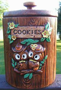 Vintage TREASURE CRAFT Ceramic Owls Cookie Jar HAWAII 1960s Made In 