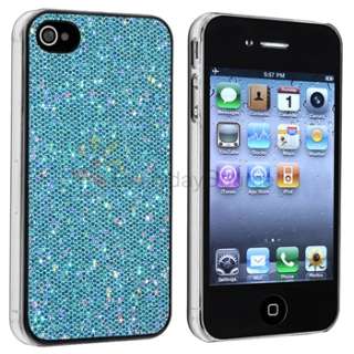 new generic snap on case for apple iphone 4 4s blue glitter quantity 1 