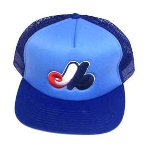 MLB MONTREAL EXPOS BLUE FITTED MESH HAT CAP SIZE 7 NEW:  