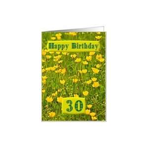   30th birthday Wildflower meadow full of buttercups Card Toys & Games
