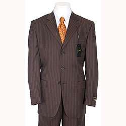 Ferrecci Mens Chocolate Brown Pinstripe Suit  Overstock
