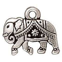 Silverplated Pewter 12 mm Indian Elephant Charm (2)  