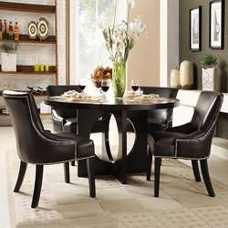 Westmont 5 piece Brown Faux Leather 54 inch Round Dining Set 