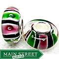   Glass Dark Blue/ Pink/ Green Charm Bead (set of 2)  Overstock