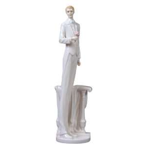  12.25 inch White Porcelain Slender Young Groom Waiting for 