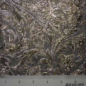 Baroque Metallic Brocade Fabric Taupe Silver Gold:  Home 