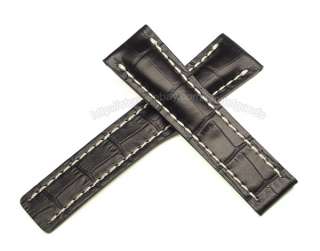 24mm Leather watch Band fit Breitling Deployant Buckle  