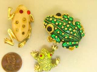   LOT 16 FIGURAL BUTTERFLY FROG DOG RHINESTONE VINTAGE BROOCHES  