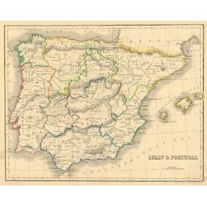  Whyte 1840 Antique Map of Spain & Portugal   $179 Kitchen 