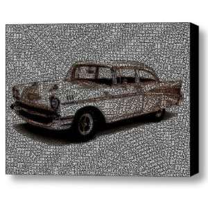  57 Chevy Chevrolet Word Mosaic Incredible Framed 9x11 Inch 