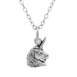 Sterling Silver Childrens Unicorn Head Necklace  Overstock