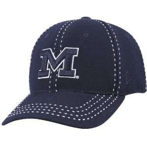   Michigan Wolverines Navy Blue Slide Show Fitted Hat: Sports & Outdoors
