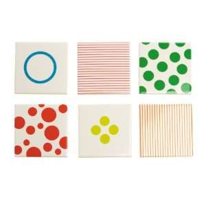  Present Time Dots and Stripes Porcelain Coaster Set, Set 