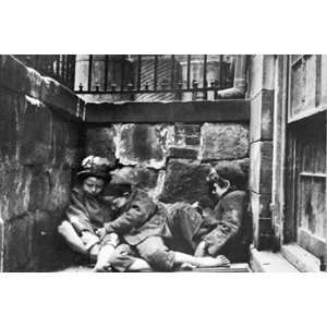 Street Kids Huddle Together on Mulberry Street   Poster (18x12 