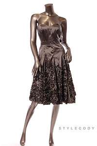 NWT $ 148 JESSICA SIMPSON Pleated Empire Waist Strapless Dress Taupe 