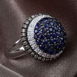   by Le Vian 14k White Gold Sapphire and Diamond Ring  Overstock