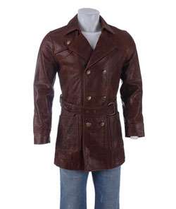 Monarchy Mens Belted Long Leather Jacket  Overstock