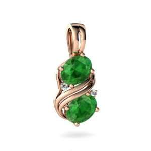  14k Rose Gold Oval Genuine Emerald Pendant: Jewelry