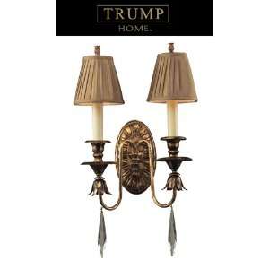  2 LIGHT SCONCE IN A BURNT GOLD LEAF FINISH W:14 H:24 E:9 