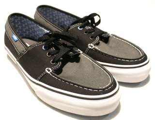 Mens Vans Hull Shoes Boat Shoe Black Gray 10 with defect  