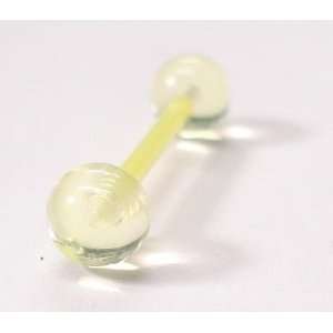  Gummy Neon Green Barbell Tongue Ring 