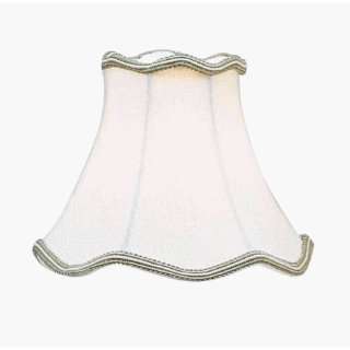   Off White Scallop Bell Clip Shade with Green Trim