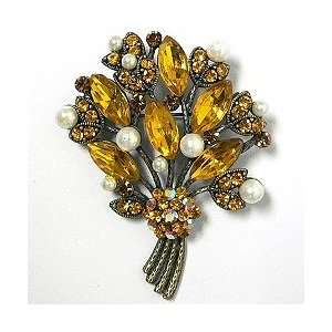 WOMENS CRYSTAL BOUQUET PIN BROOCH 