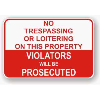   Trespassing Or Loitering On This Property Violators Will Be Prosecuted