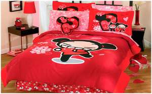 New Red Pink Pucca Love Comforter Bedding Sheet Set Full 8  