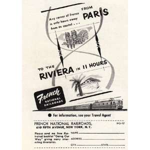   French National Railroads Paris to Riviera French National Railroads