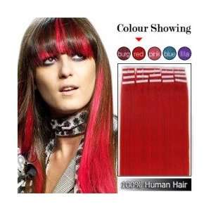    18 Remy Seamless Tape Human Hair Extensions 20pc #Red Beauty