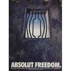  1996 Ad Absolut Freedom Cell Jail Window Iron Bar Vodka 