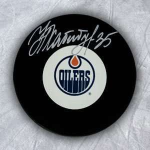  NIKOLAI KHABIBULIN Edmonton Oilers Autographed Hockey Puck 