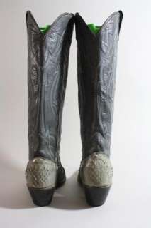 Vtg Dan Post Gray Python Snakeskin Cowboy Boots 7.5 C  